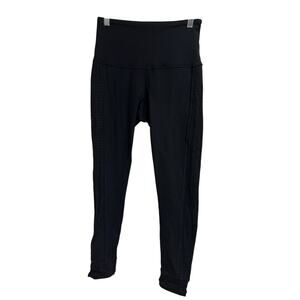 PrAna Faro Embroidered Eyelet Side and Cuff Trim Detailed Leggings Black Small